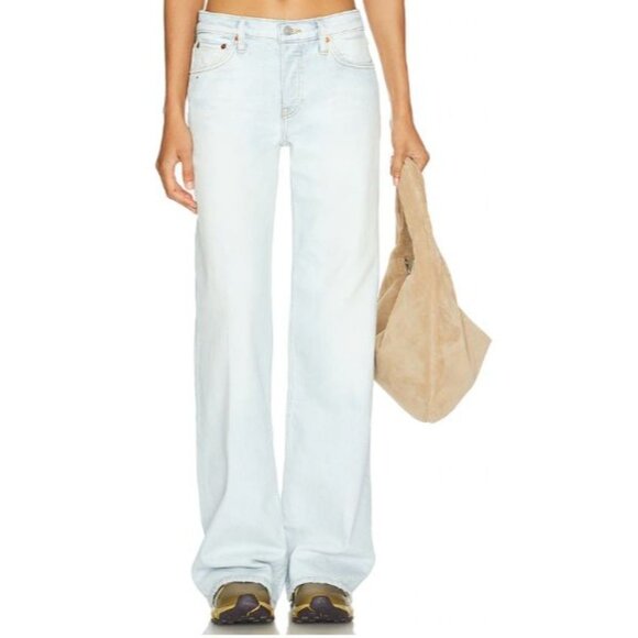 Re/done Mid Rise Wide Leg Denim Jeans Acqua Size 32 NWT - Picture 2 of 9